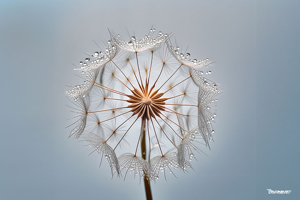 Stunning closeup of a dandelion in bloom